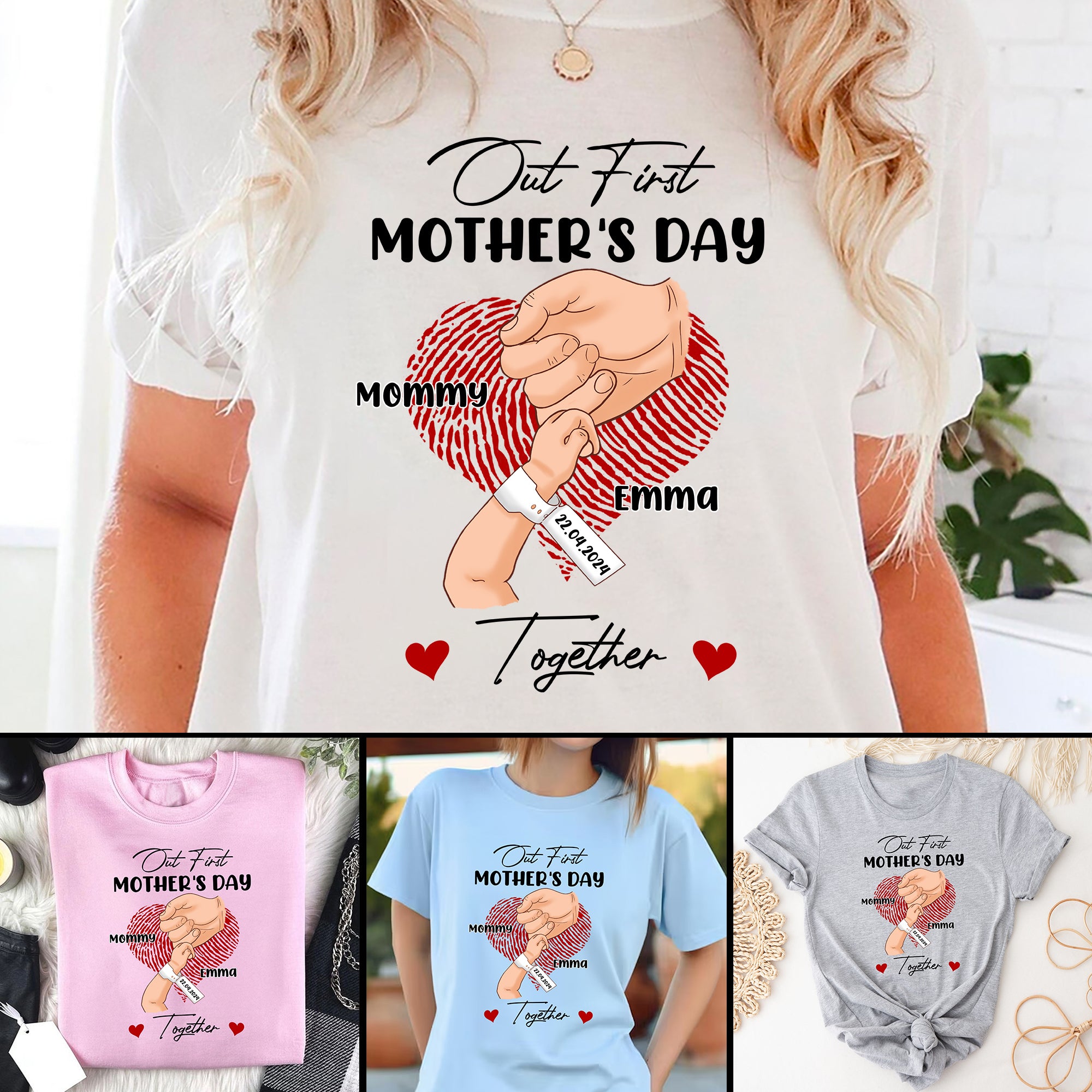 First Mother's Day Together, Happy Mother's Day, Custom Skin Color And Texts - Personalized Light Shirt