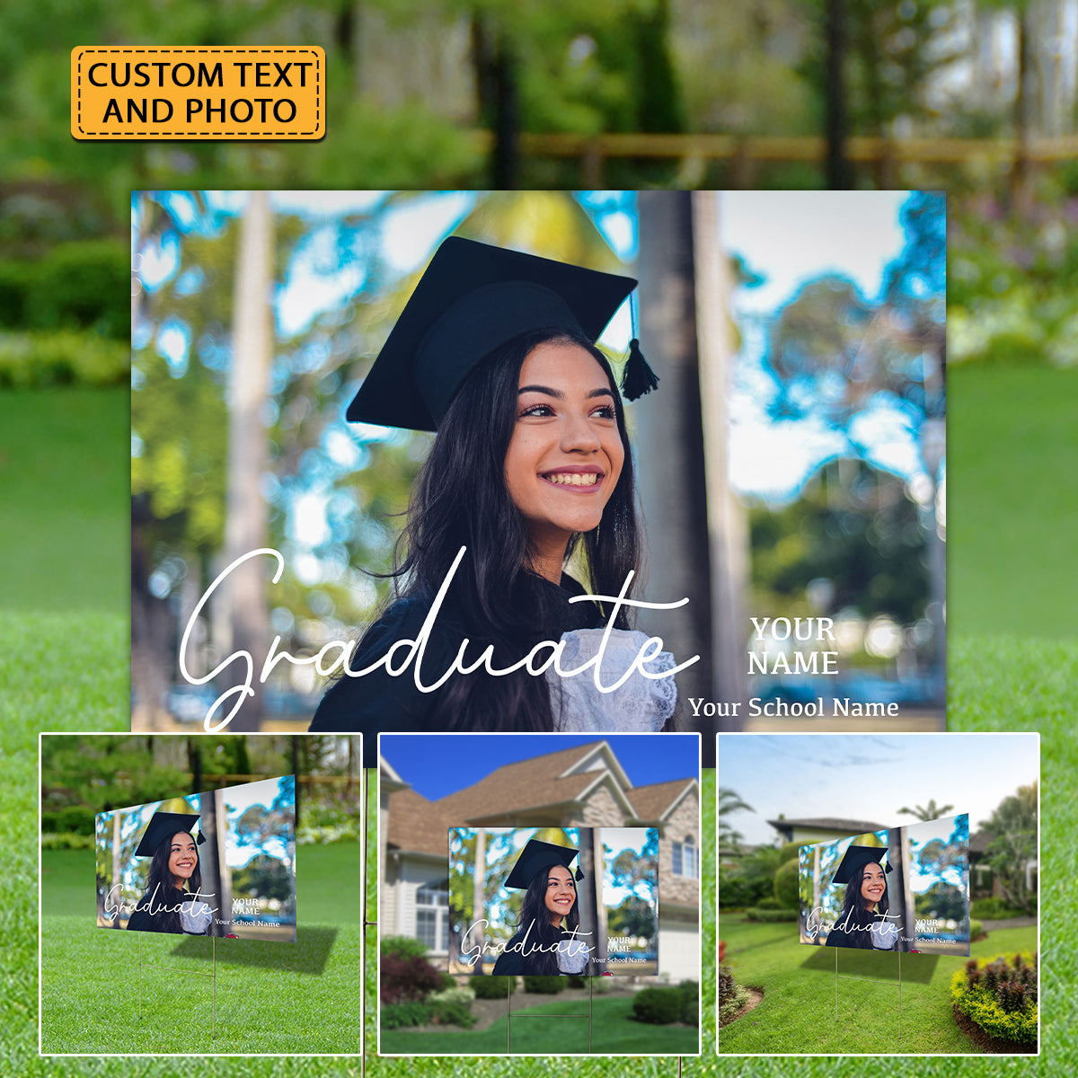 Congrats Class Of Graduation - Custom Photo And Texts Graduation Lawn Sign, Yard Sign, Graduation Gift