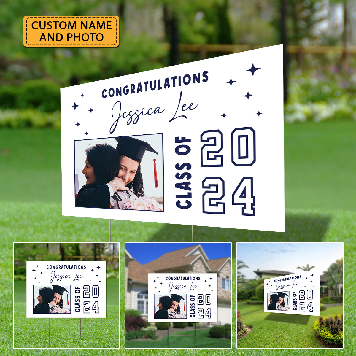Graduation Gift, Congrats Class Of Graduation - Custom Photo And Name Graduation Lawn Sign, Yard Sign