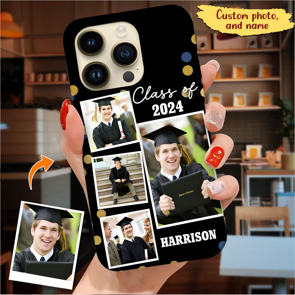 Class Of 2024, Custom 4 Photos And Name Graduation Phone Case - Personalized Phone Case, Graduation Gift