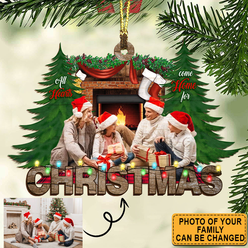 Christmas Family, Custom Photo - Personalized Custom Wooden Ornament - Gift For Family
