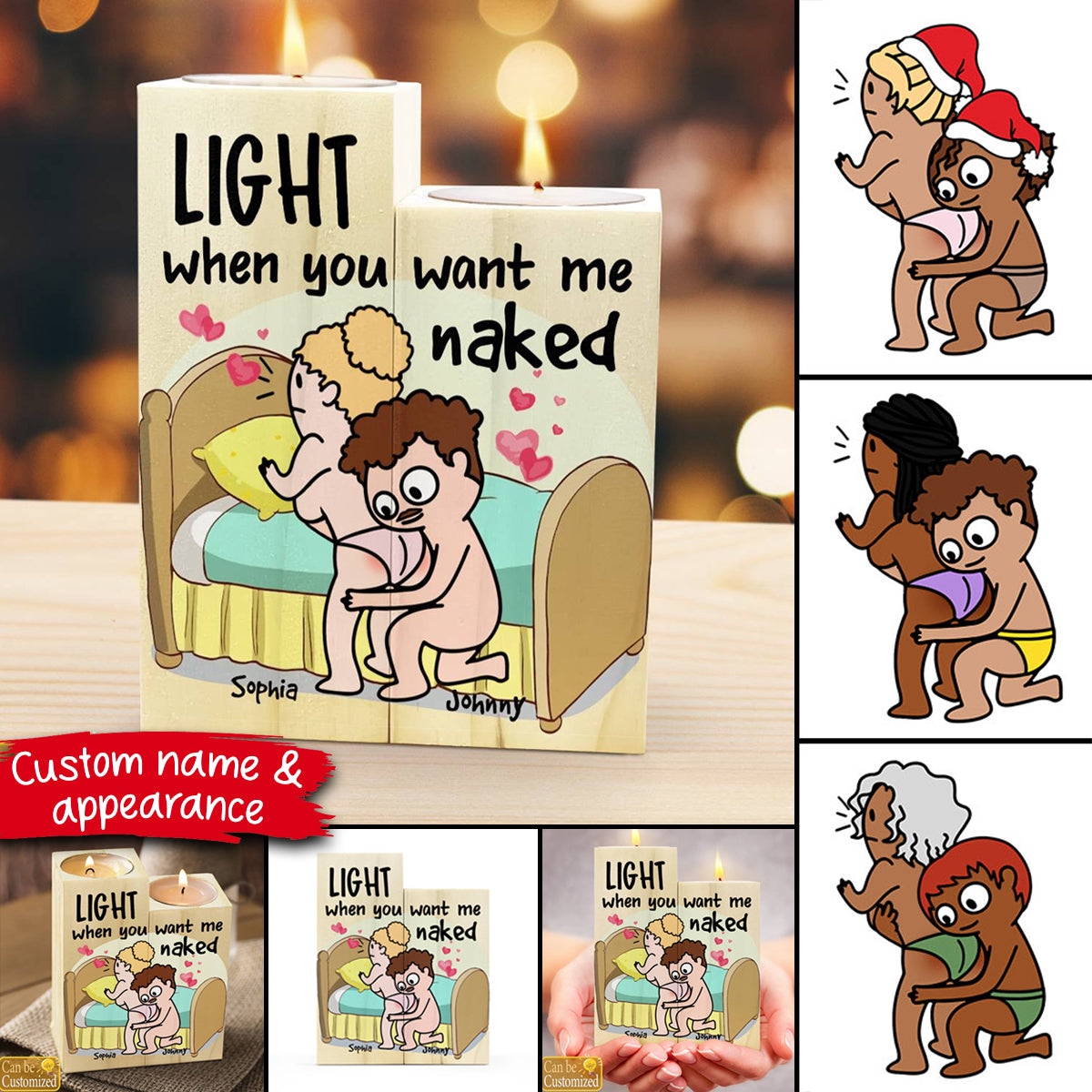 Light When You Want Me Naked, Personalized Candle Holder, Gift For Couple