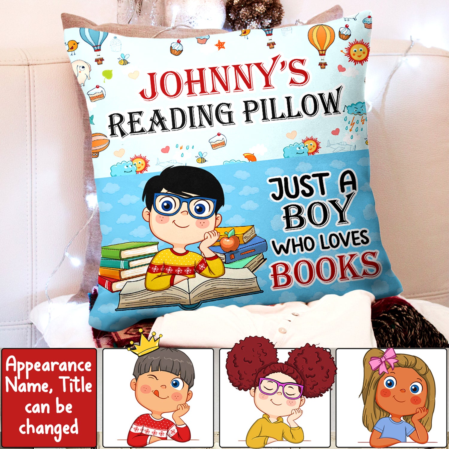 Reading Book Pillow, Custom Appearance And Name - Personalized Pillow, Gift For Family
