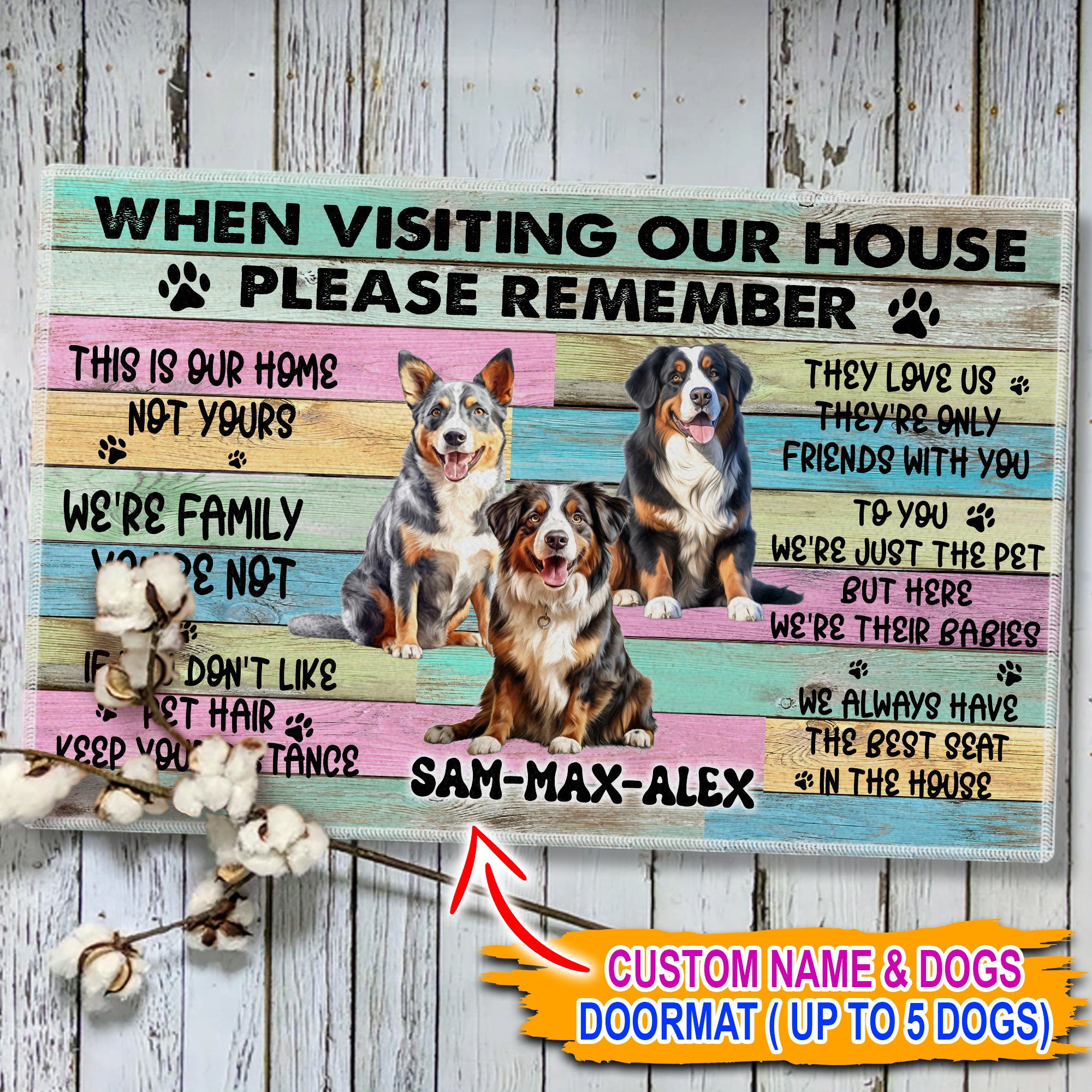 When You Visit Our House Please Remember- Custom Pet And Name - Personalized Doormat, Gift For Pet Lover