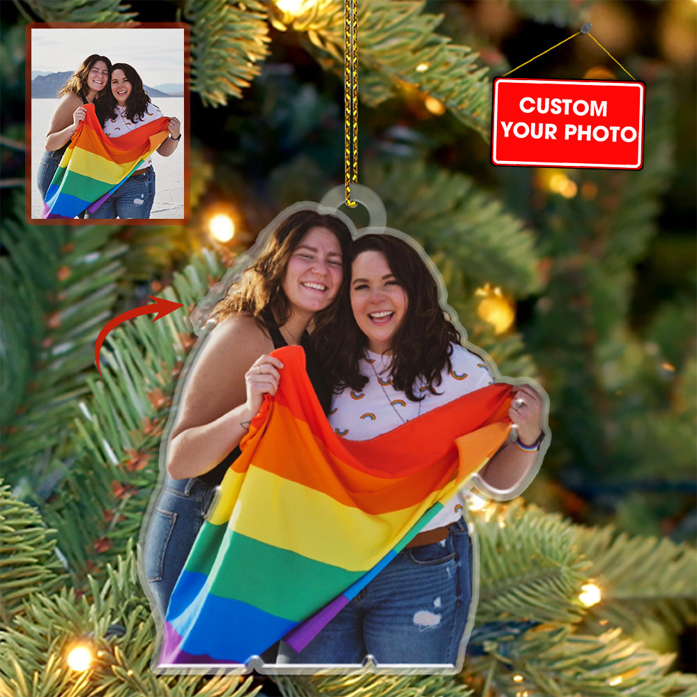 Gift For LGBTQ - LGBTQ Family Photo - Custom Photo, Personalized Acrylic Ornament - Family Gift