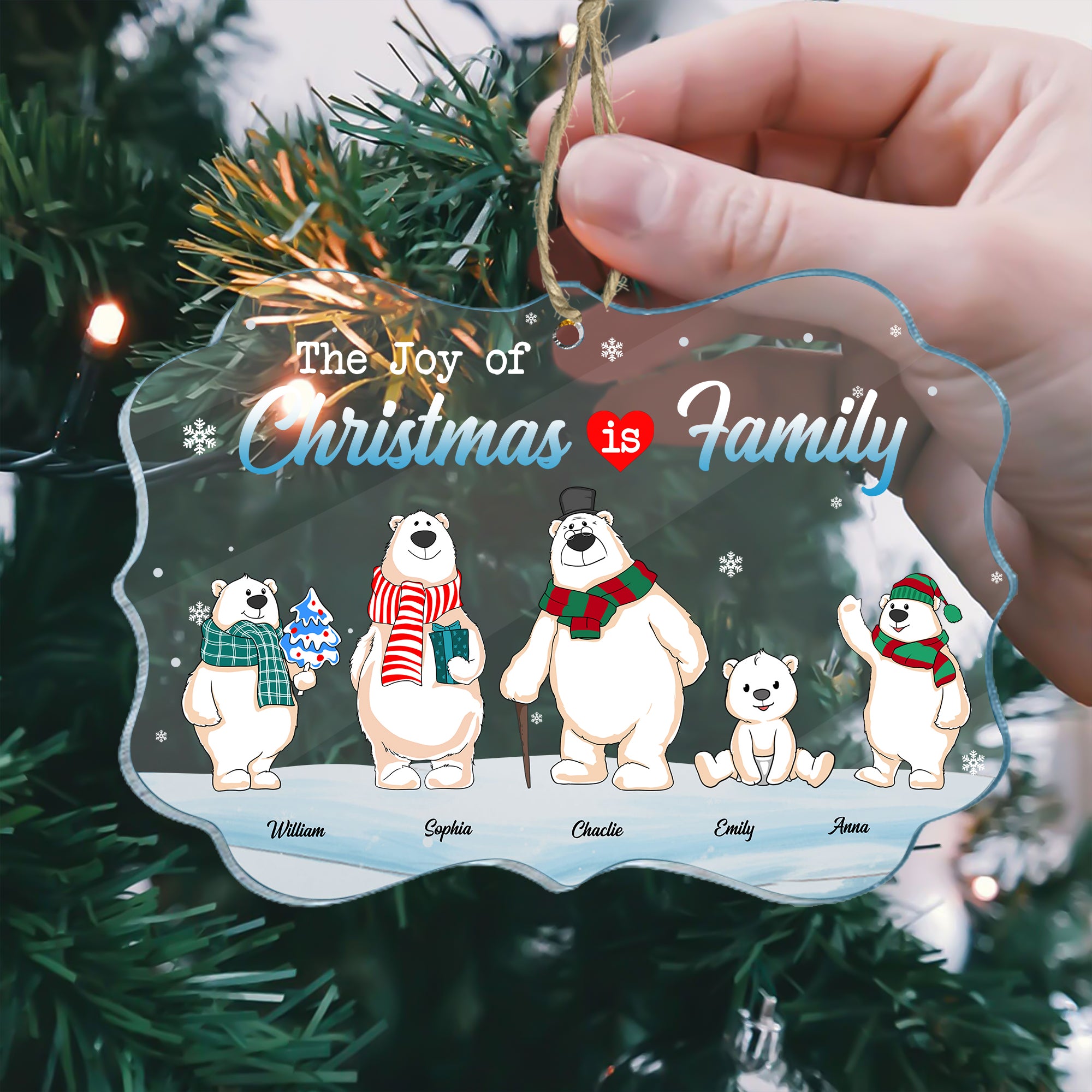 The Joy Of Christmas Is Family - Custom Appearances And Names Christmas Gift - Personalized Acrylic Ornament
