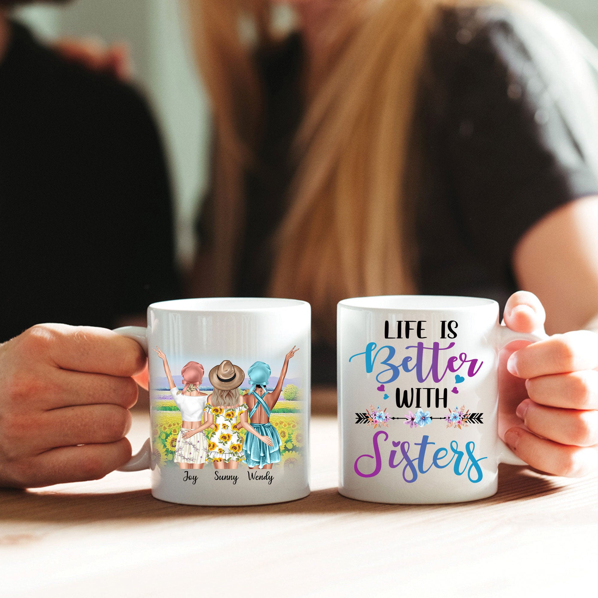 Personalized Sisters Mug, Life Is Better With Sisters, Gift For Best Friends, Family