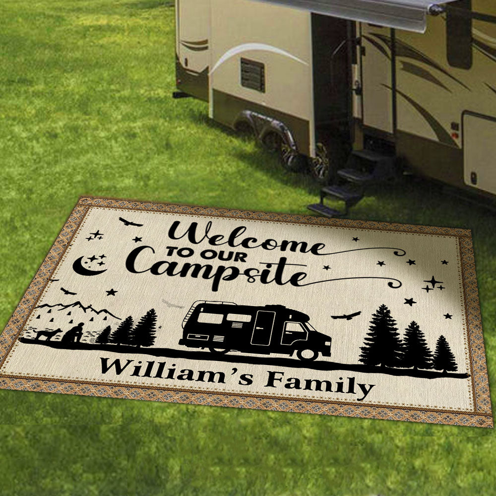 Welcome To Our Campsite - Personalized Camping Patio Mat - Gift For Camping Lover, Gift For Friend