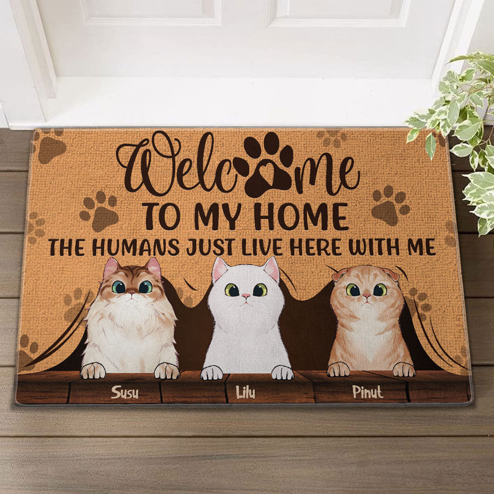 Welcome To My Home - Cutie Puppy and Kitty DoorMats - Cats Personalized Doormat