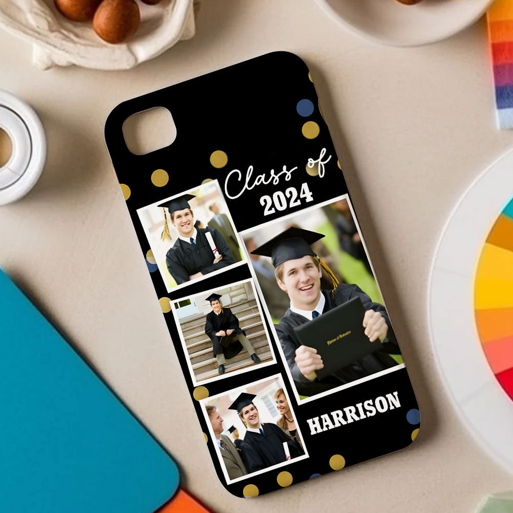 Class Of 2024, Custom 4 Photos And Name Graduation Phone Case - Personalized Phone Case, Graduation Gift