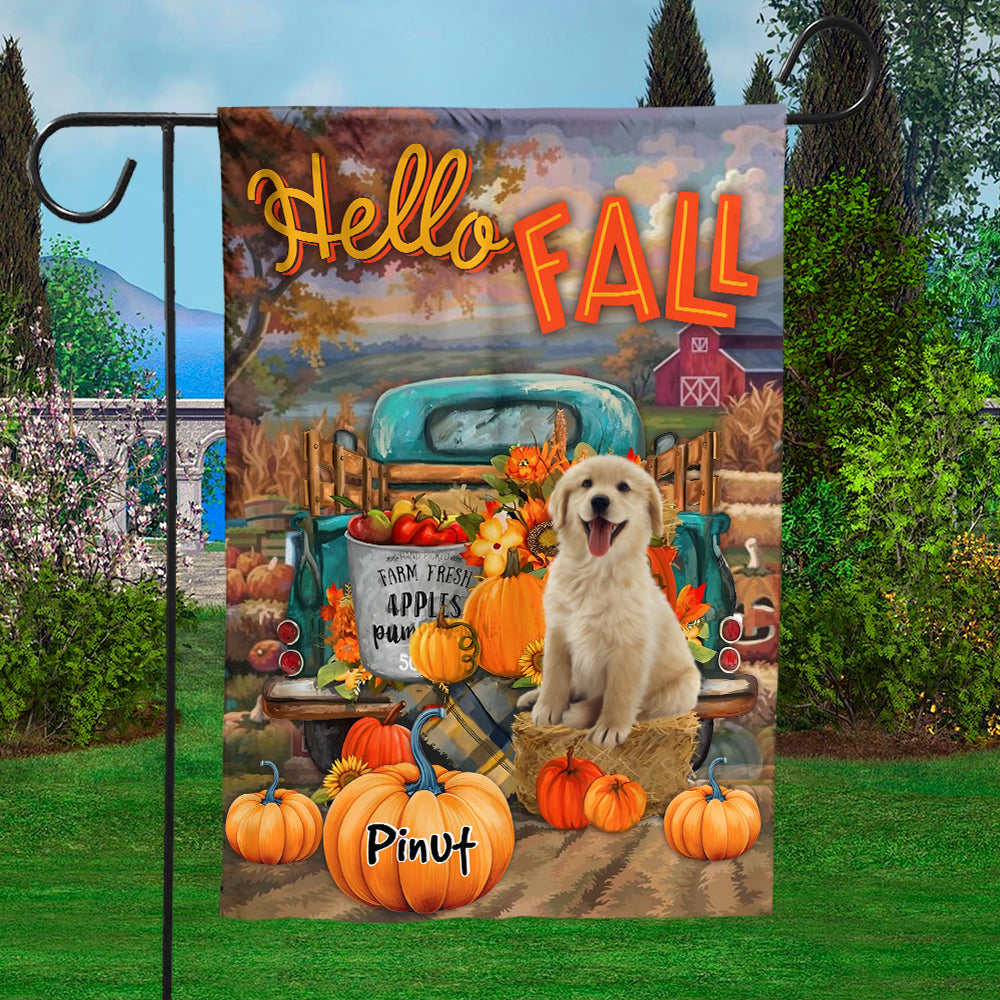 Personalized Welcome Garden Flag, Happy Fall Y'all Thankgivings with Custom Name