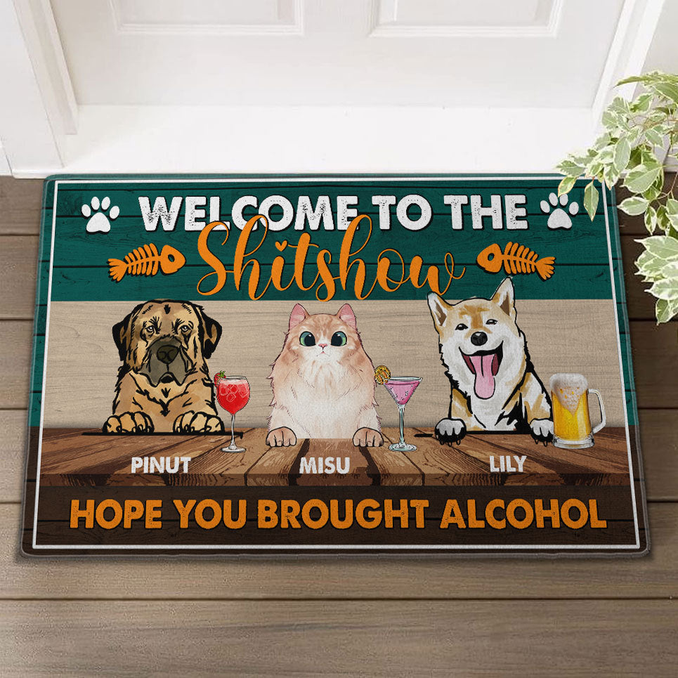 Personalized Pet Doormat, Welcome To The Shitshow,  Puppy and Kitty DoorMats