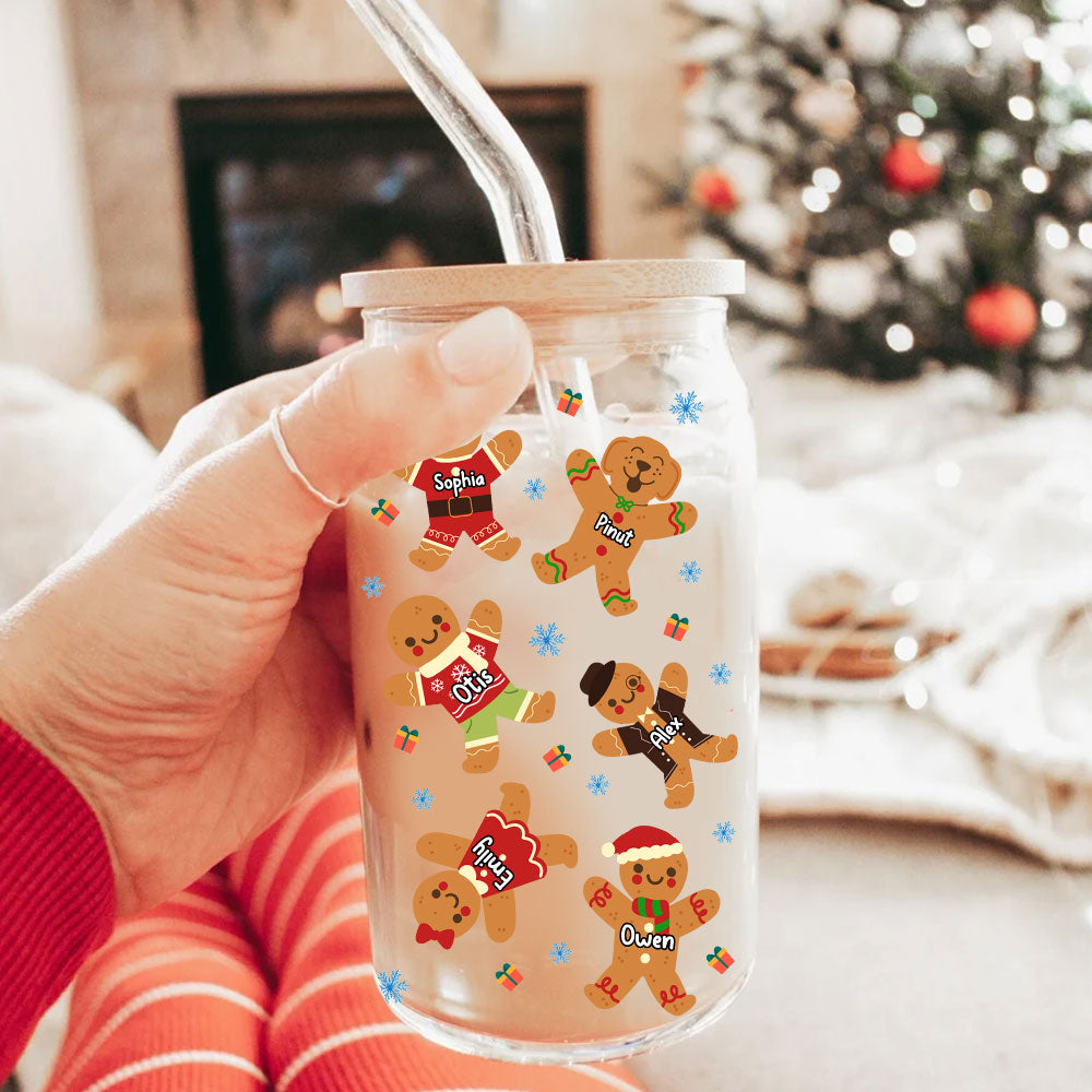 Christmas Gingerbread Cookie  - Custom Christmas Glass Bottle, Frosted Bottle - Gift For Family, Gift For Friends, Christmas Gift
