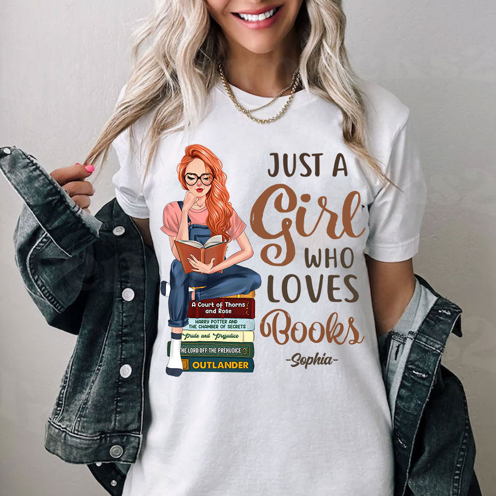 Just A Girl Who Loves Books - Custom Appearance And Name - Personalized T-Shirt