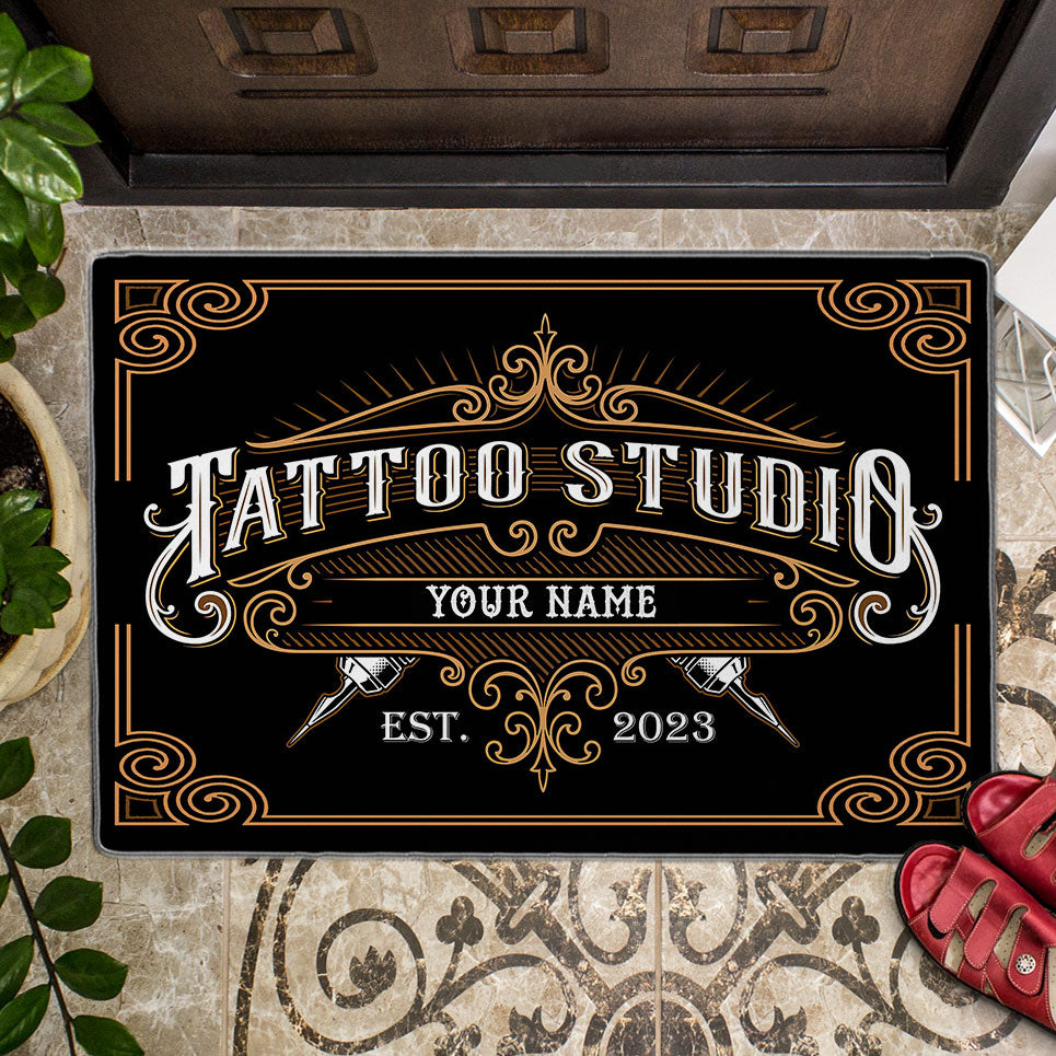 Personalized Tattoo DoorMats, Tatto Studio, Custom Name Welcome DoorMats