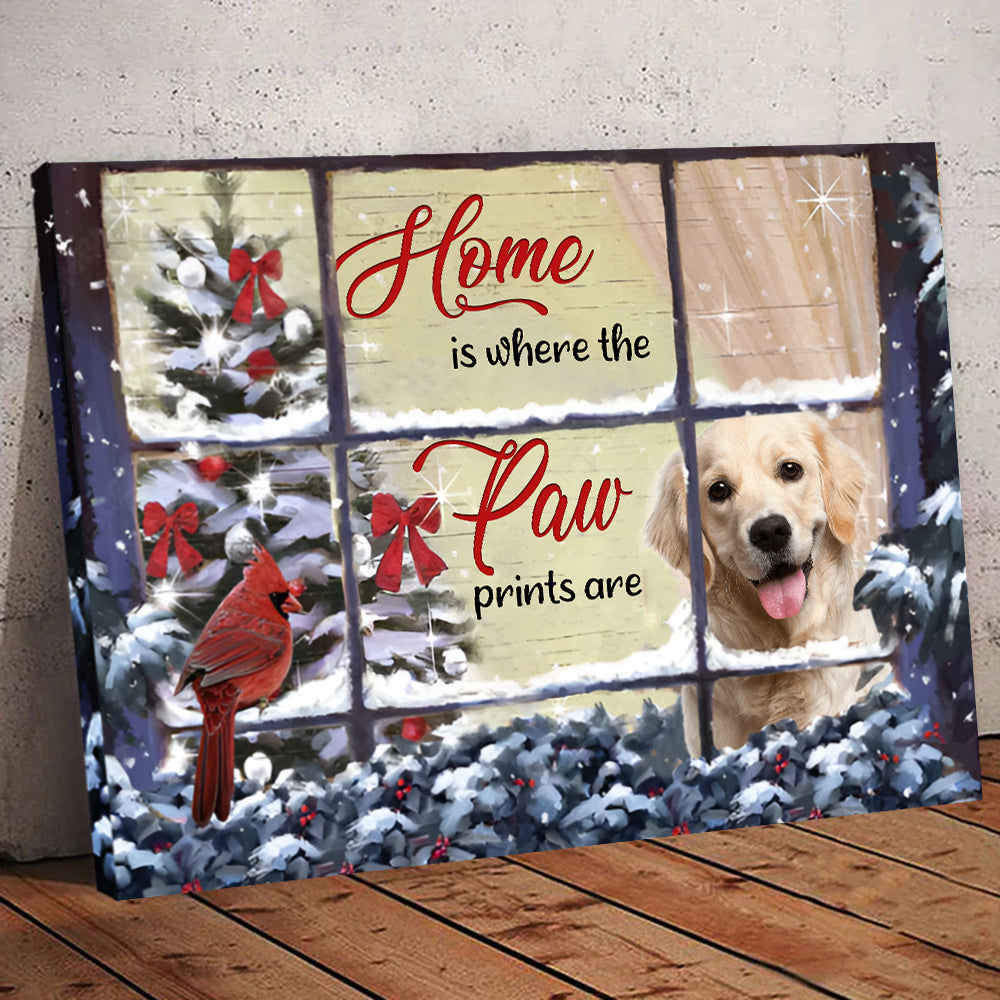 Home Is Where The Paw Prints Are - Personalized Canvas - Gift For Pet Lover, Family Decor