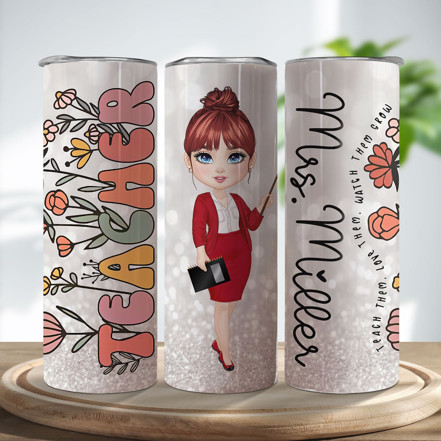 Doll Teacher - Custom Appearance And Name - Personalized Skinny Tumbler - Gift For Teacher - Back To School