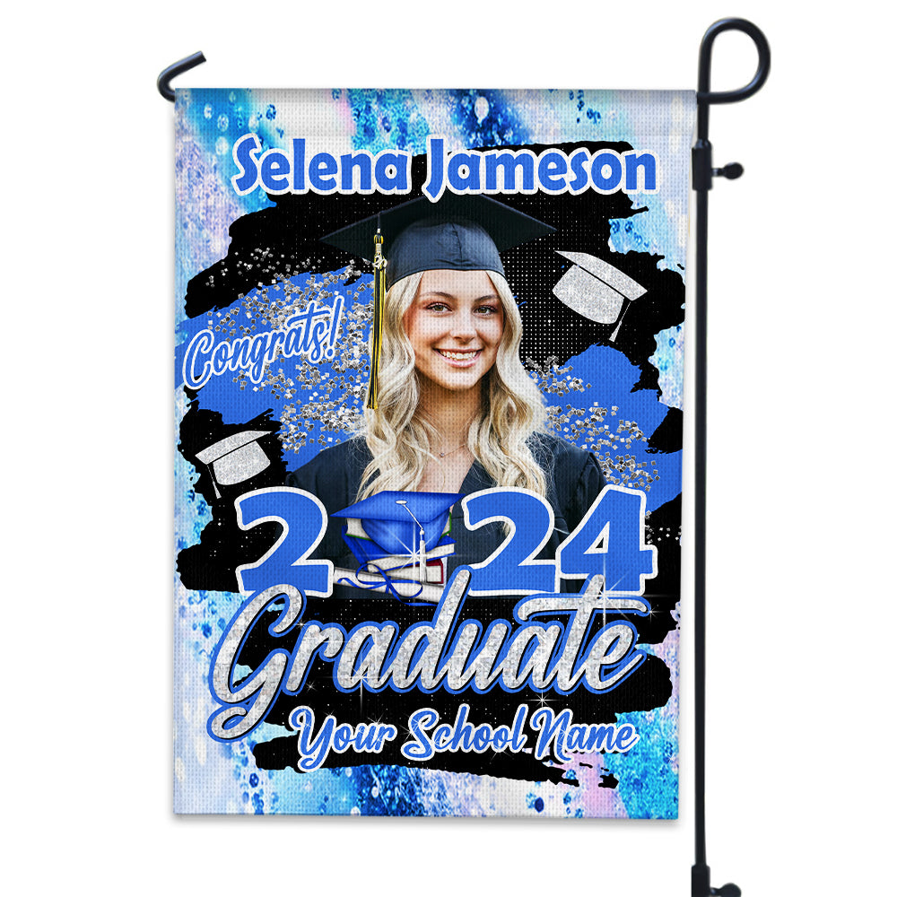 Congrats Graduate 2024 - Custom Photo And Texts Graduation Flag - Graduation Gift