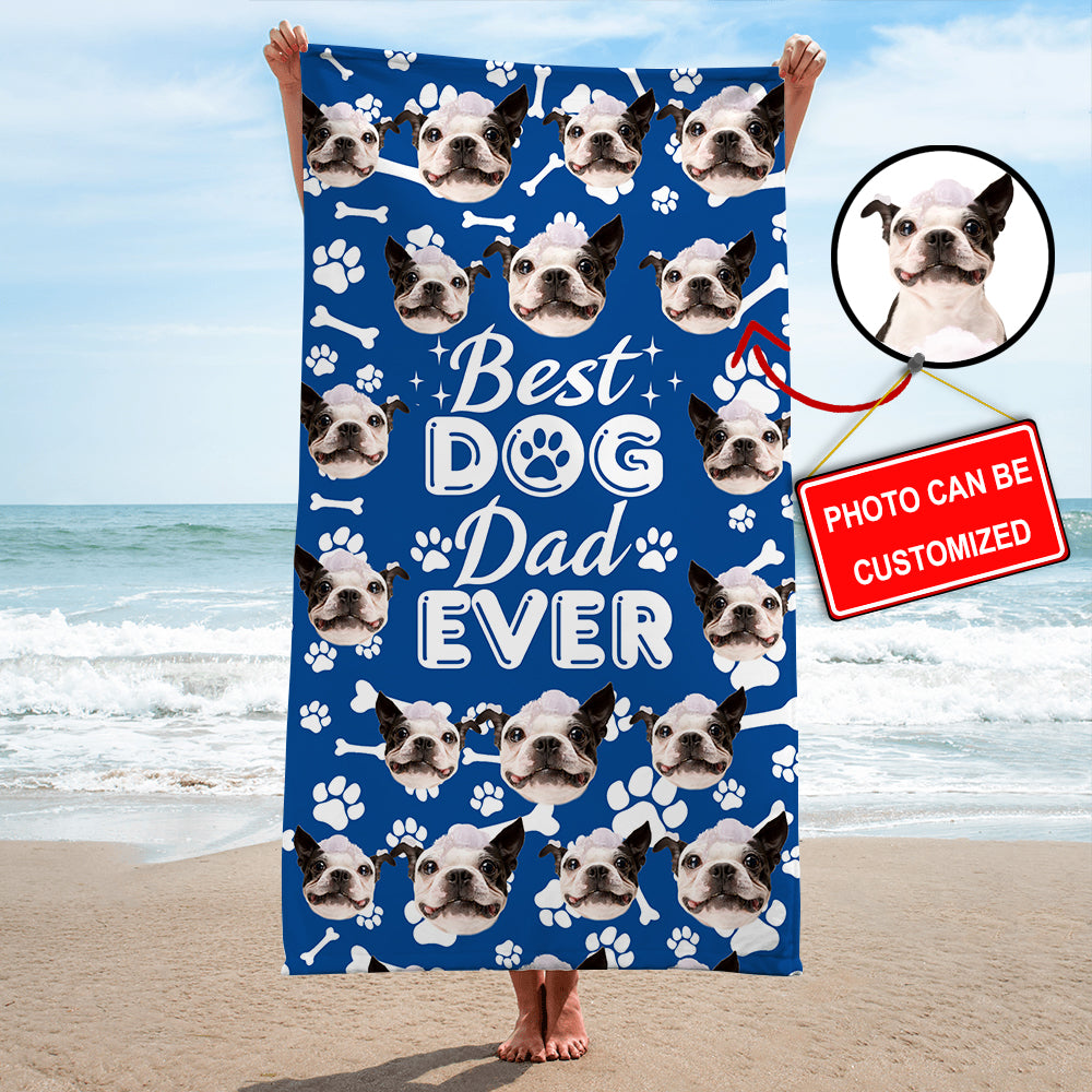 Custom beach dog and cat photo beach towel, a gift for pet lovers