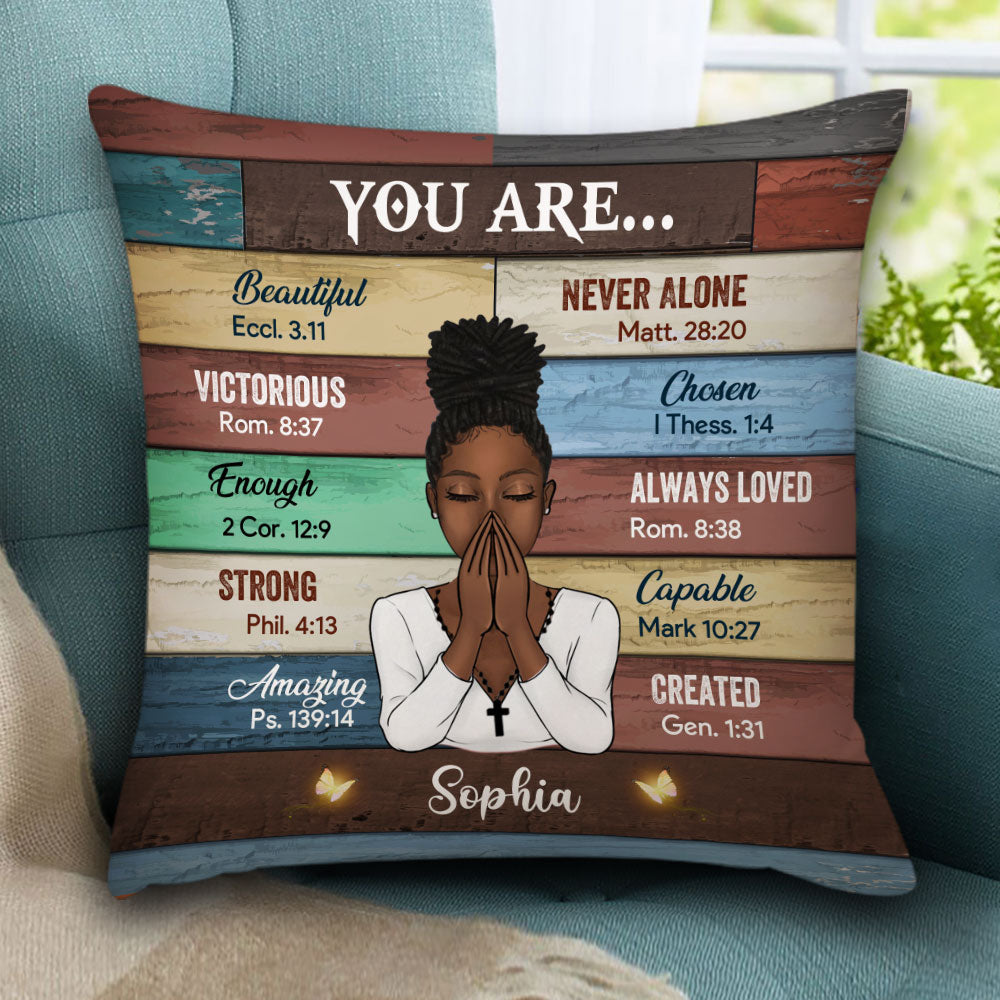 You Are Beautiful Victorious Enough Strong - Custom Appearances And Names - Personalized Pillow, Gift For Family