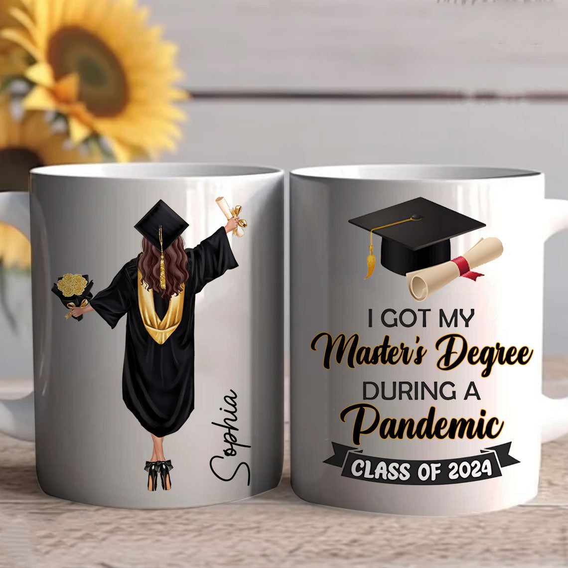 I Got My Degree - Custom Appearance And Texts, Personalized White Mug, Graduation Gift