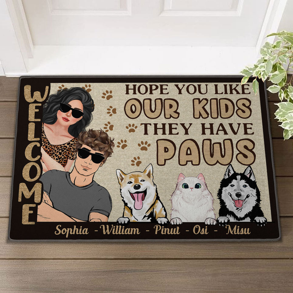 Welcome - Hope You Like Our Kids - They Have Paws - Personalized Cute Kittens Doormat, Pet Lovers Gift