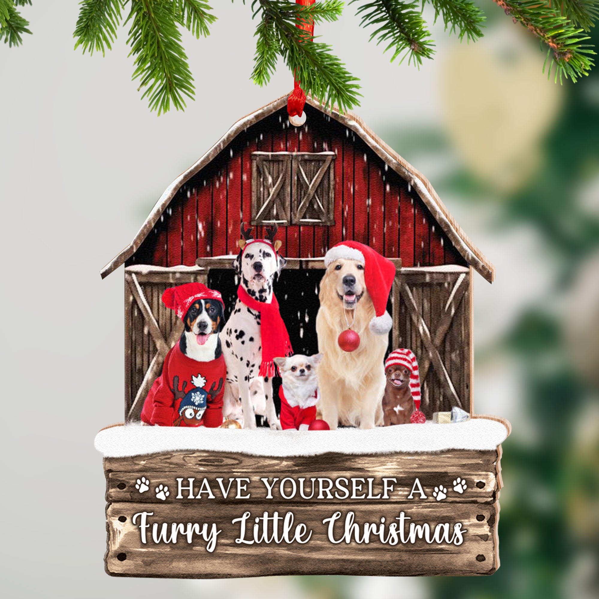Pet House Christmas, Custom Photo And Quote - Personalized Custom Shaped Wooden Ornament - Gift For Pet Lover, Christmas Gift