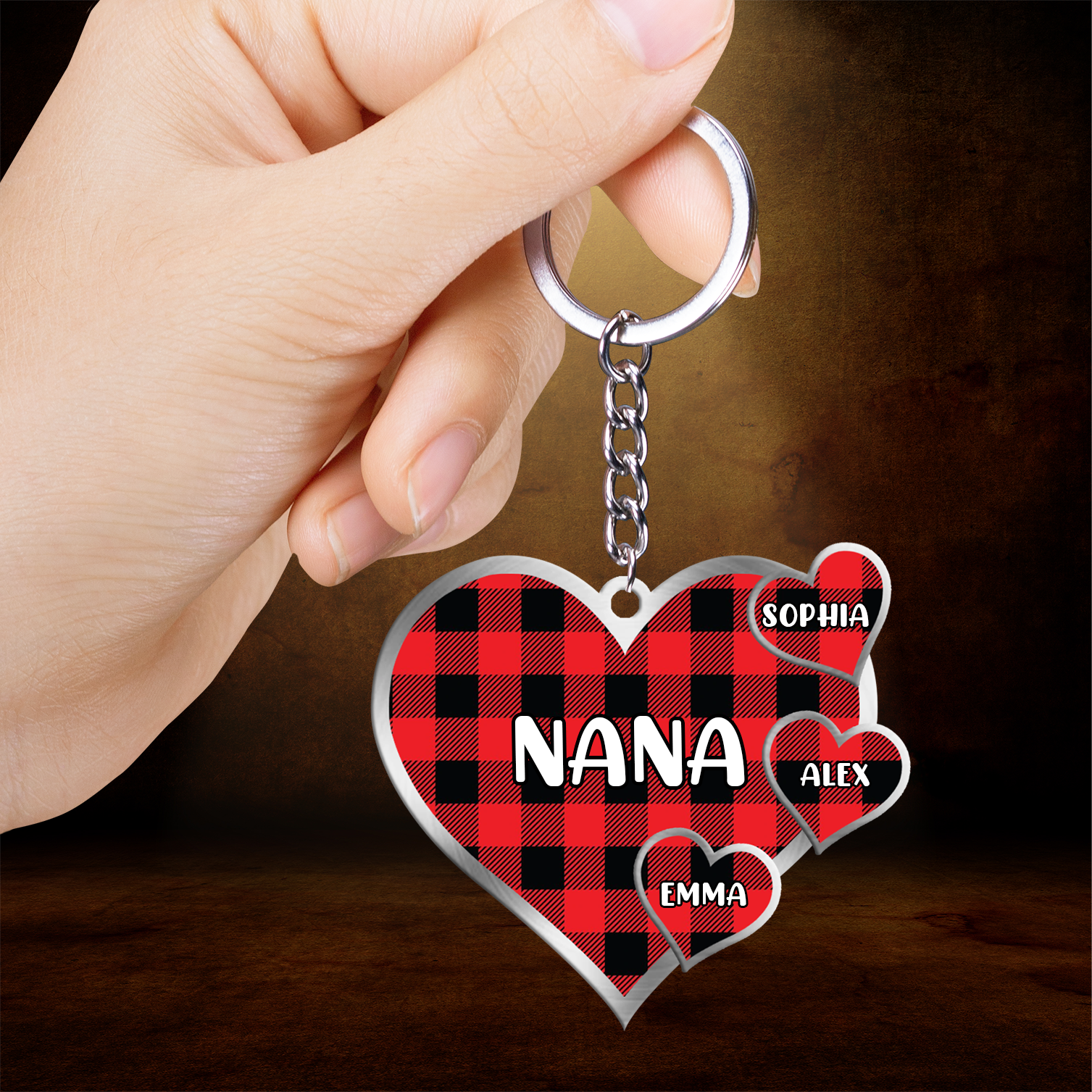Family Gift, Custom Name And Title, Personalized Heart Acrylic Keychain - Gift For Family
