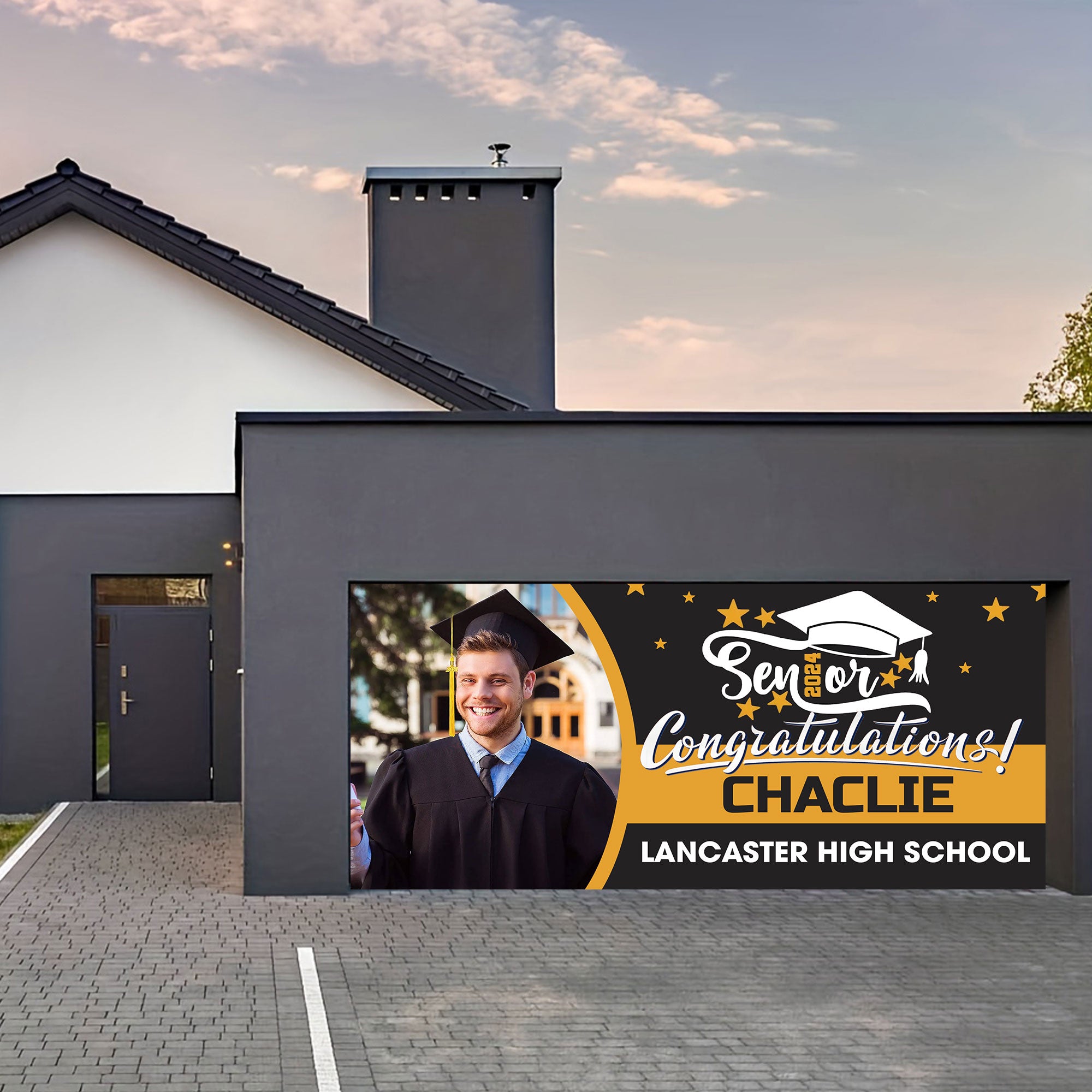 Congrats Class Of 2024 - Personalized Appearance, Your Photo And Texts Single Garage, Garage Door Banner Covers - Banner Decorations