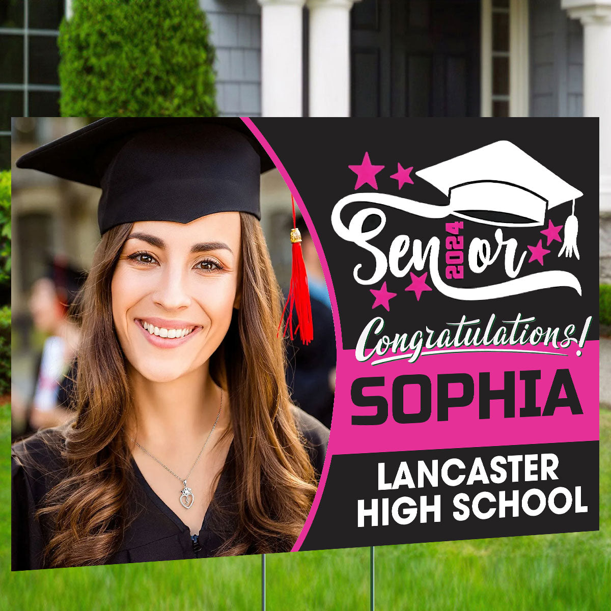 Senior 2024 Congratulations, Custom Photo, School Name And Your Name, Personalized Lawn Sign, Yard Sign, Gift For Graduation