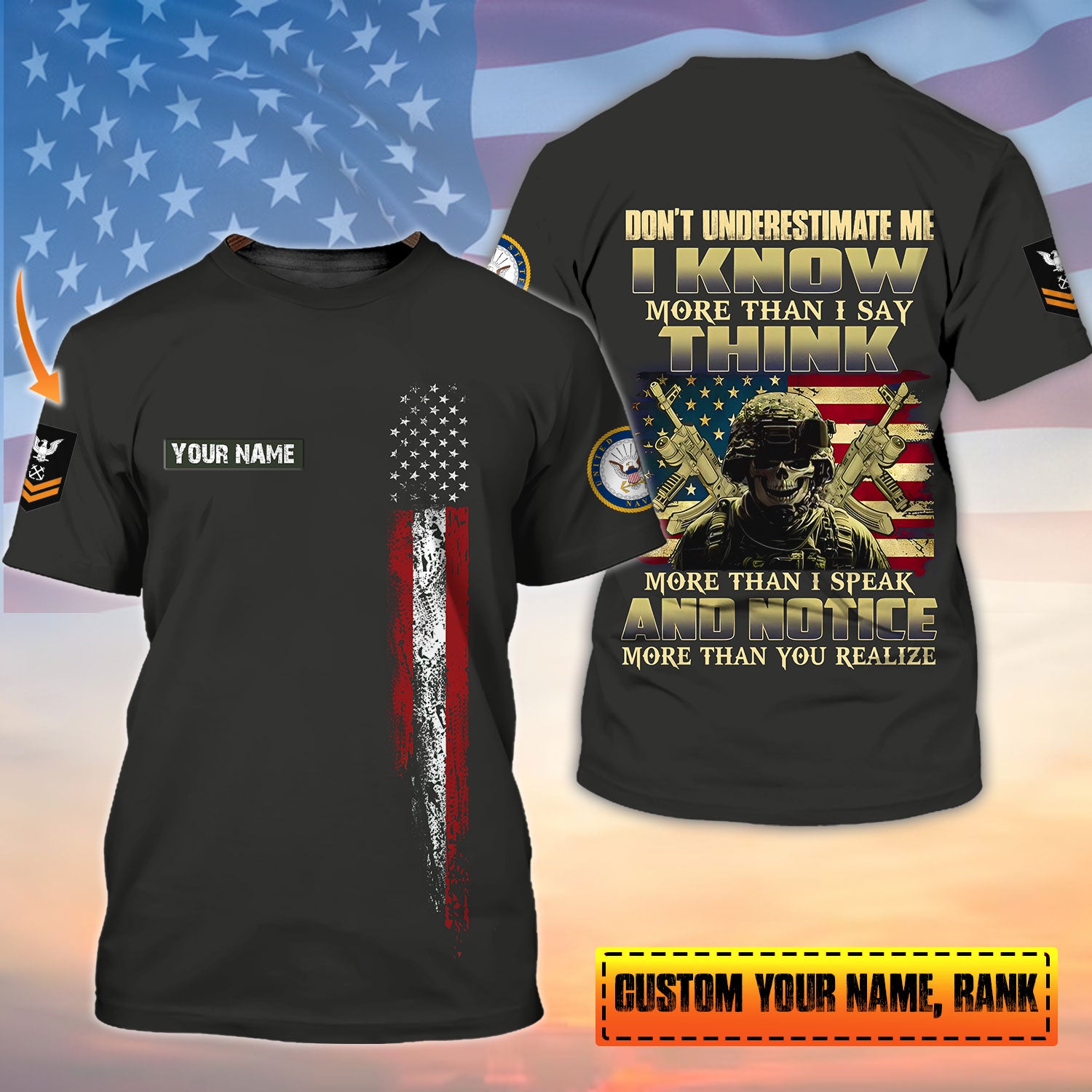 Personalized Veteran Navy T-Shirt - A Tribute to the Unspoken Heroism, Gift For Veterans