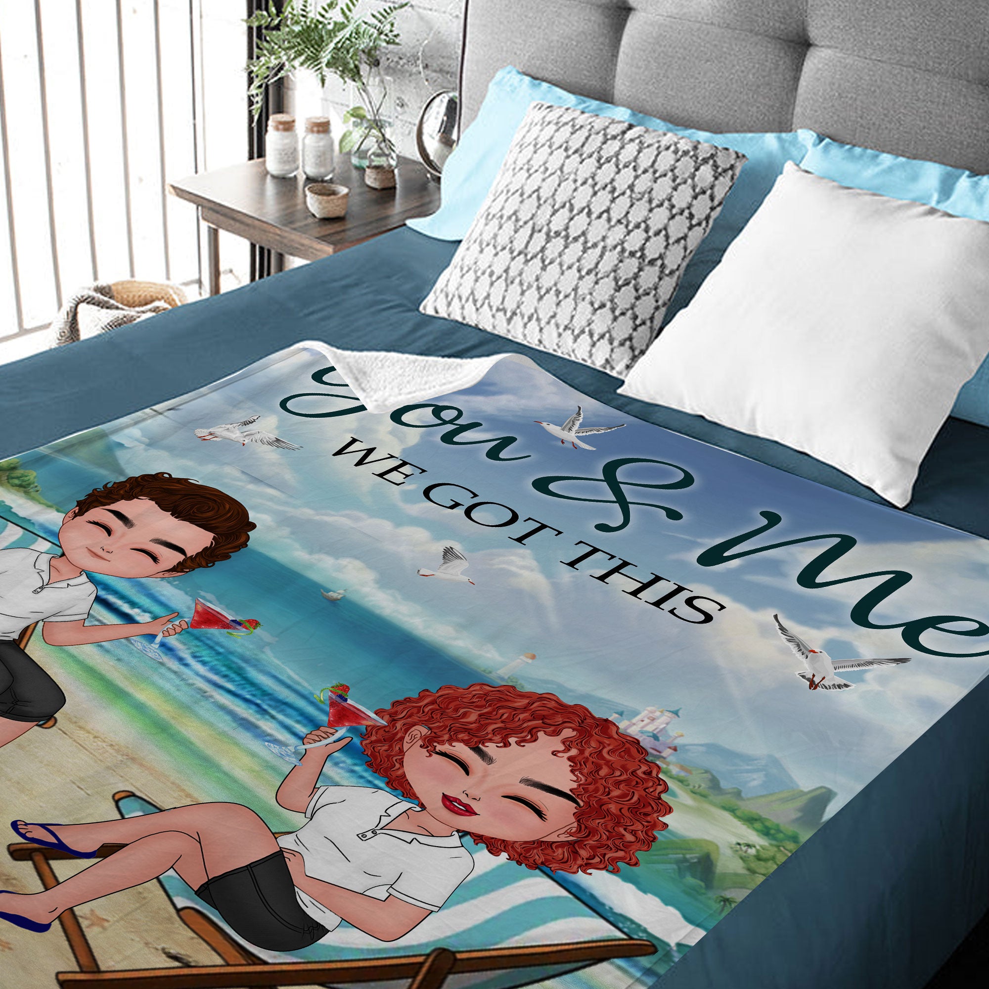 You & Me We Got This  - Custom Name And Appearance - Personalized Fleece Blanket - Gift For Couple, Family