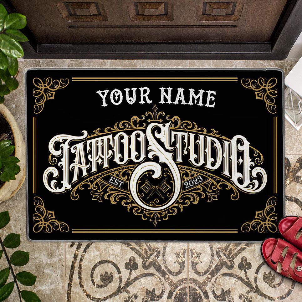 Personalized Tattoo DoorMats, Tatto Studio, Custom Name Welcome DoorMats