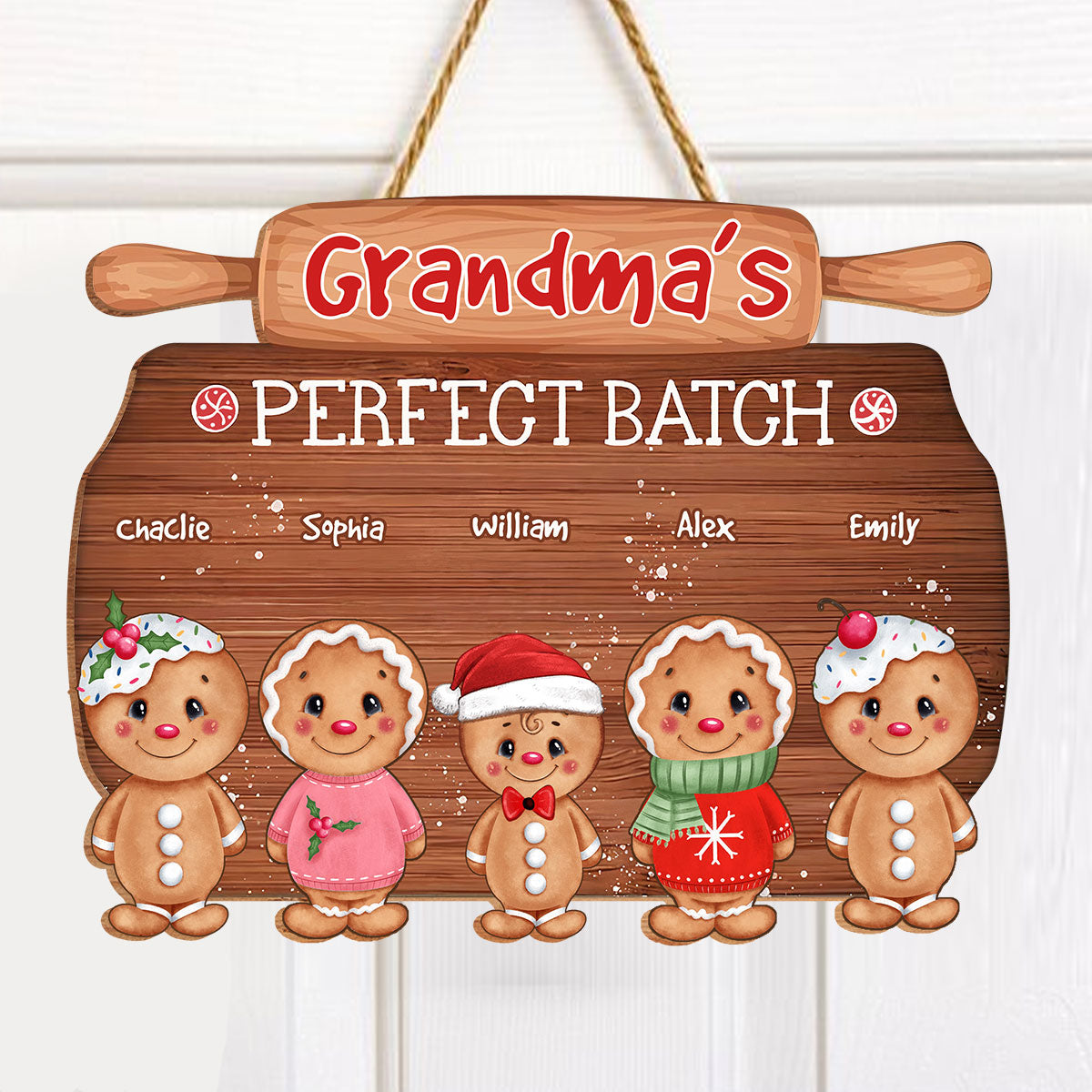 Perfect Batch Cookies Family - Personalized Wooden Door Sign - Family Gift, Christmas Gift