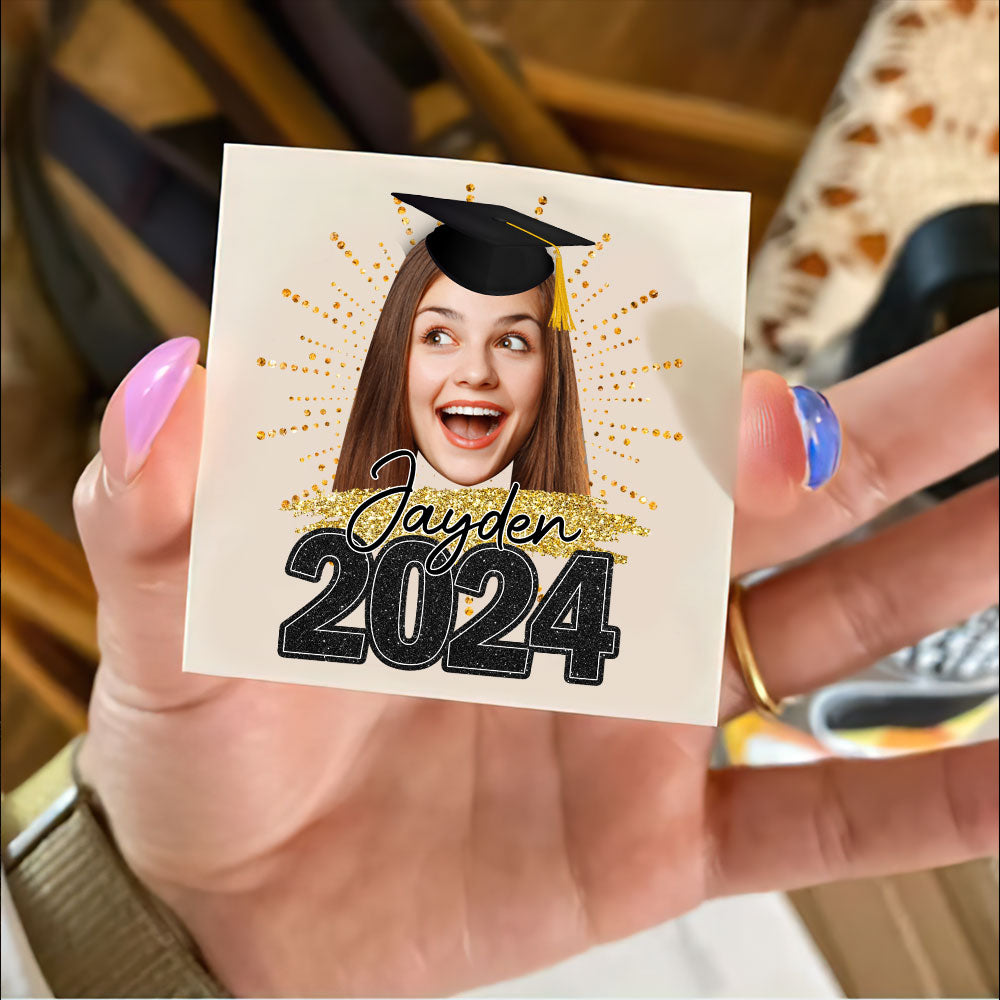 Congrats 2024, Custom Color,  Your Photo And Name Temporary Tattoo, Personalized Photo And Name, Fake Tattoo, Graduation Gift