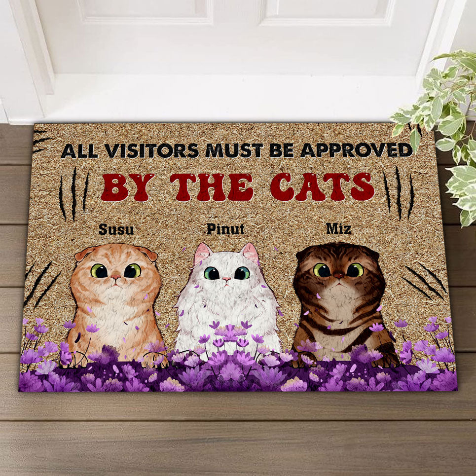 Personalized Cute Kittens Doormat, All Visitors Must Be Approved By The Cats, Cat Lovers Gift