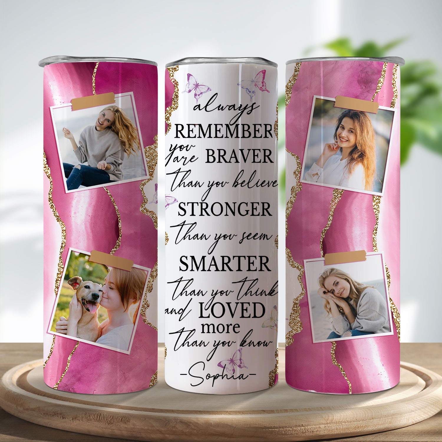 Always Remember You Are Braver Than You Believe - Personalized Skinny Tumbler, Birthday Gift, Gift For Yourself