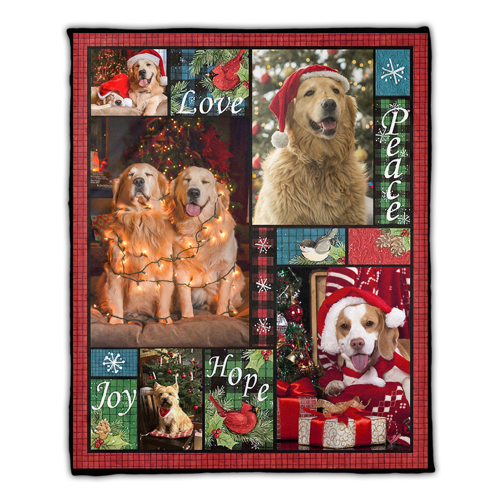 Christmas Love Peace Joy Hope - Custom Photo - Personalized Fleece Blanket, Christmas Gift For Pet Lover