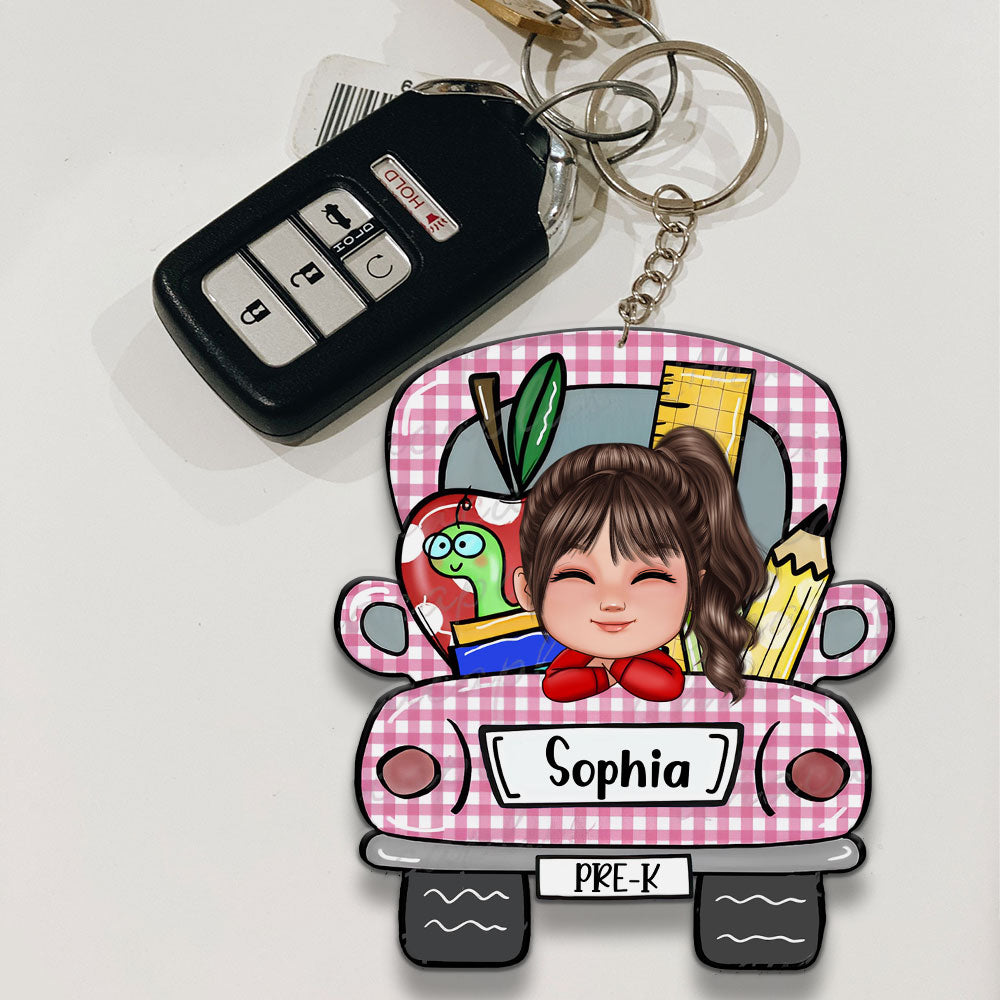 Back To School - Car Color - Custom Appearance, Name and Class - Personalized Acrylic Keychain