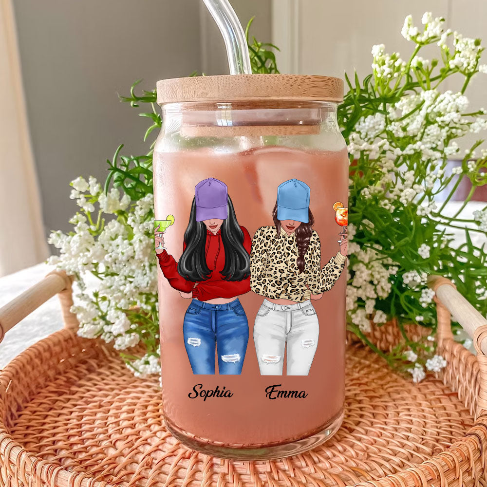 In Our Bestie Era - Personalized Glass Bottle, Frosted Bottle, Gift For Girl Friendship