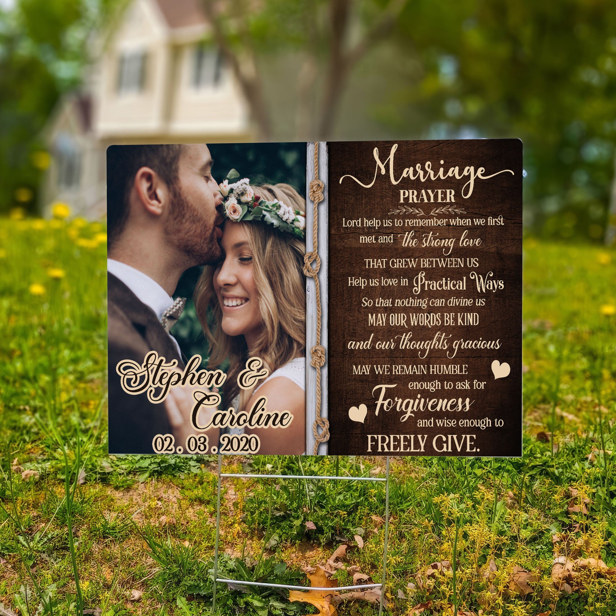 Personalized Wedding Prayer Lawn Sign, Marriage Player, Gift For Wedding Day
