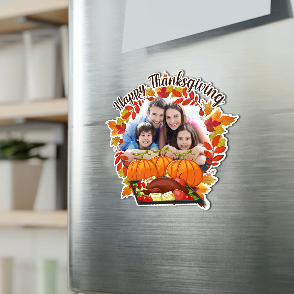 Happy Thanksgiving Custom Photo - Personalized Fridge Magnet - Gift For Family