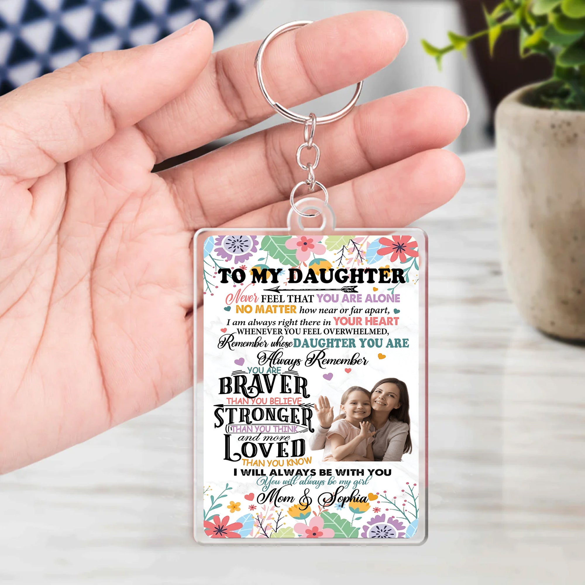 To My Daughter, I Will Always Be With You - Custom Photo  And Name - Personalized Acrylic Keychain - Gift For Family