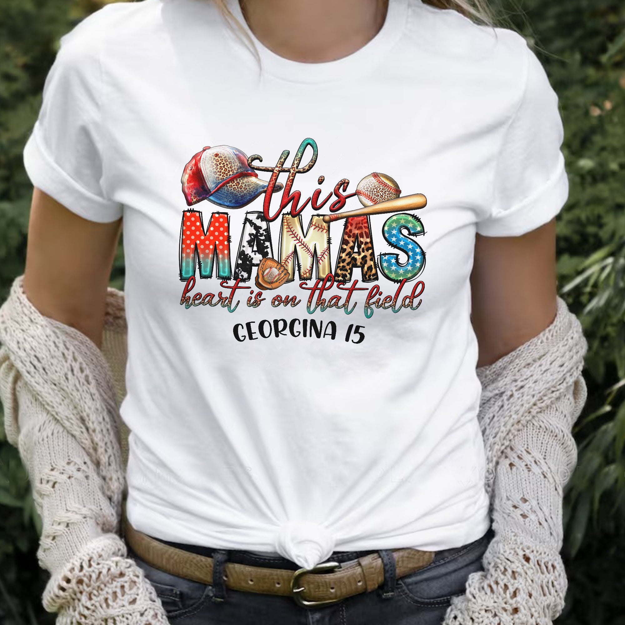 This Mama's Heart Is On That Fields, Personalized Baseball T-Shirt, Gift For Baseball Lovers