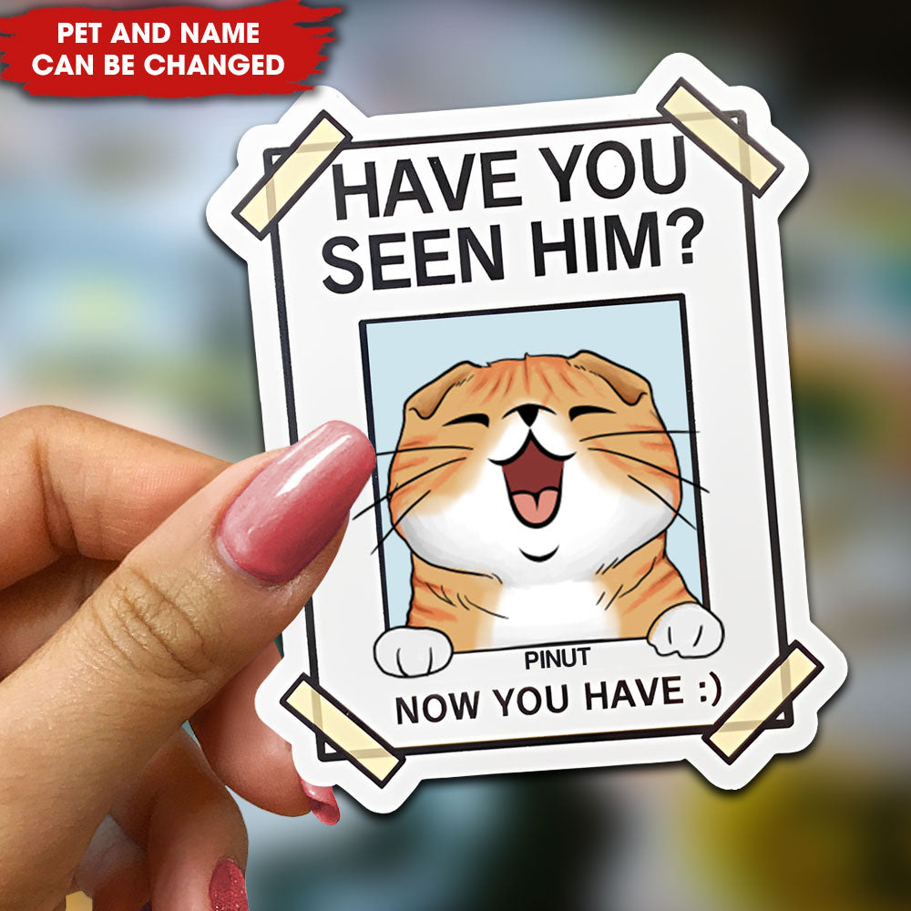 Have You Seen Him - Now You Have - Personalized Kitty Fridge Magnet Stickers