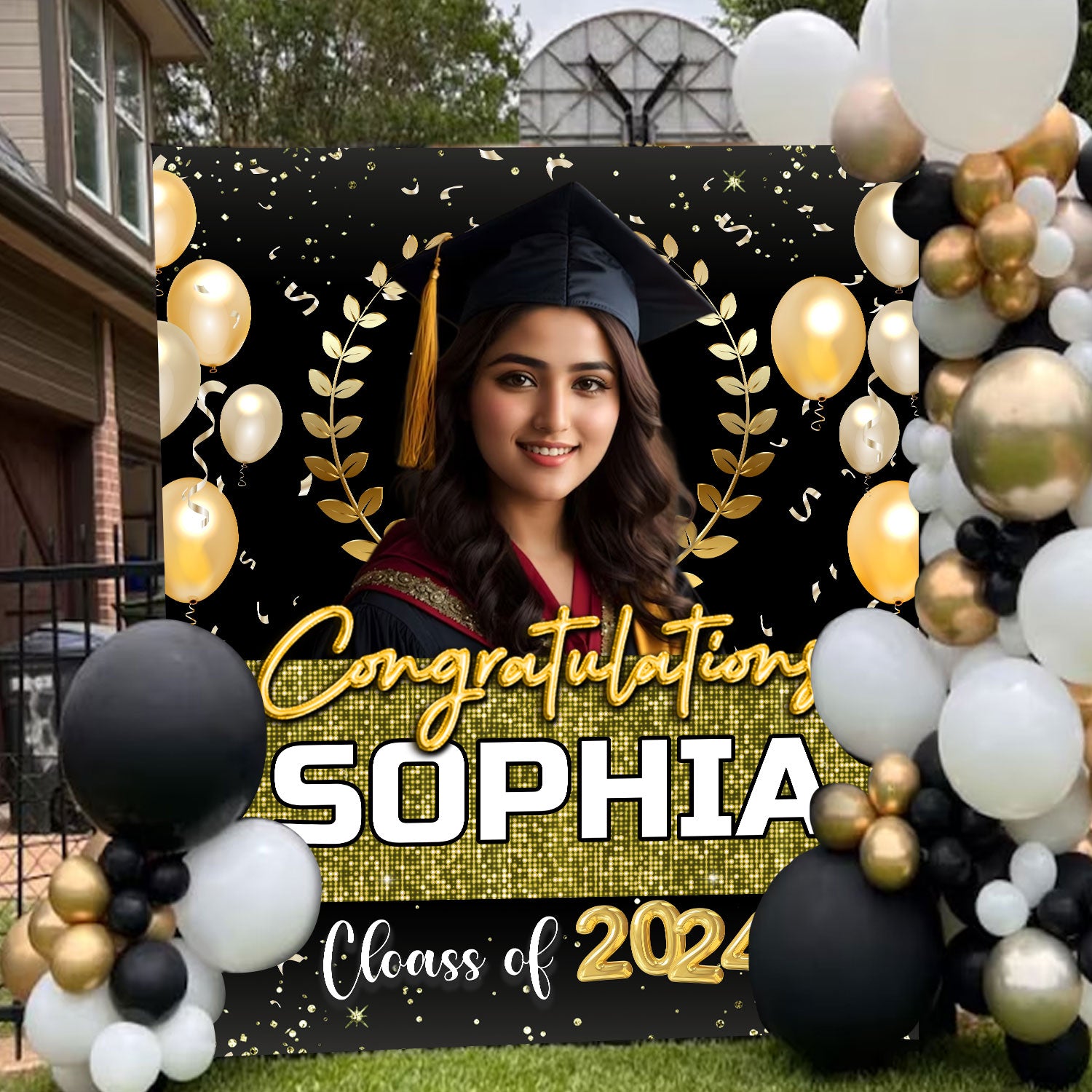 Congratulations Class Of 2024, Custom Photo And Name, Personalized Backdrop, Graduation Party Decorations, Gift For Graduation