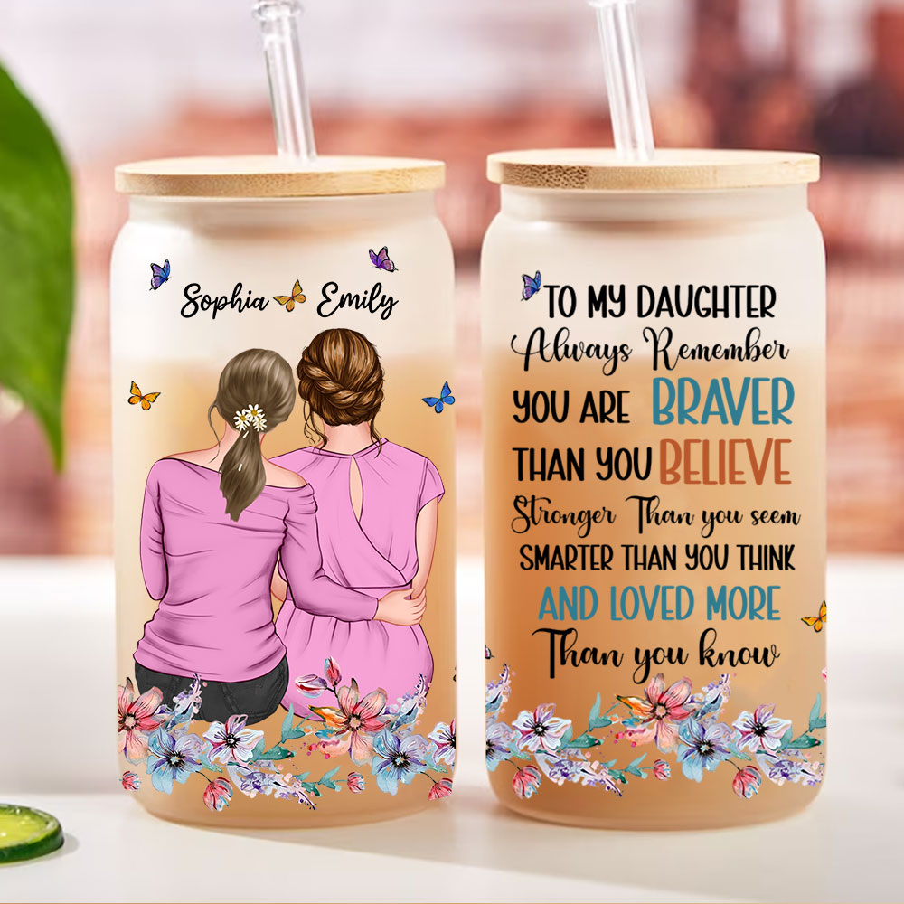 Always Remember You Are Braver - Custom Appearances And Names - Personalized Glass Bottle, Frosted Bottle, Family Gift, Gift For Mother's Day