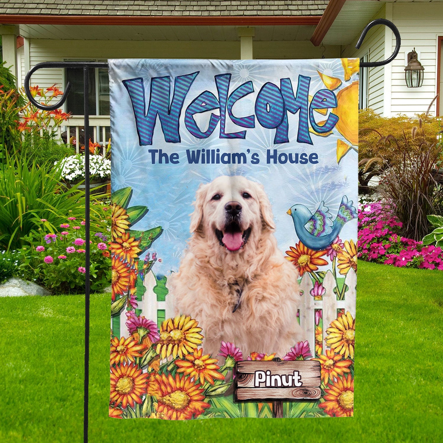 Welcome Human House With Pet - Custom Pet Photo Flag - Gift For Pet Lovers