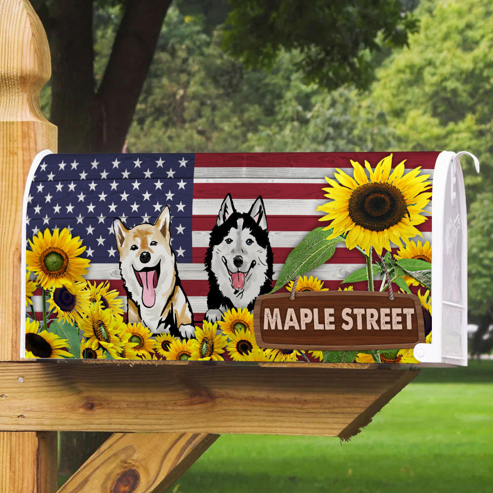 Custom Cute Puppies Magnetic Mailbox Cover, Dog Lover Gift