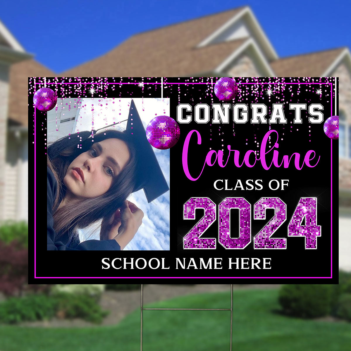 Congrats Class Of 2024 Custom Background, Quote, Photo And Texts - Personalized Lawn Sign, Yard Sign, Gift For Graduation